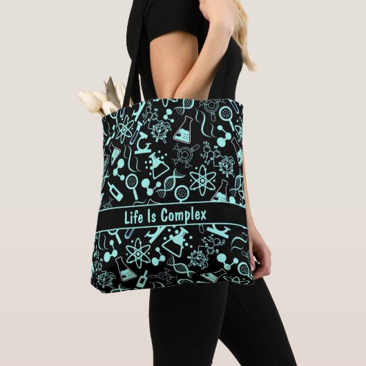 Het moderne aquablauwe biochemieleven is complex tote bag (Dichtbij)
