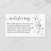 Het moderne Baby shower boek met wilde bloemen Informatiekaartje (Voorkant)