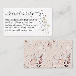 Het moderne Baby shower boek met wilde bloemen Informatiekaartje
