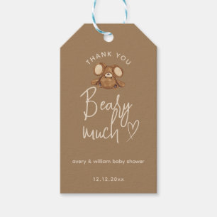 Het moderne Baby shower kunnen we nauwelijks afwac Cadeaulabel