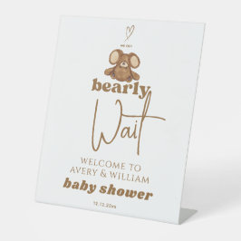 Het moderne Baby shower kunnen we nauwelijks afwac Reclamebord Met Voetstuk