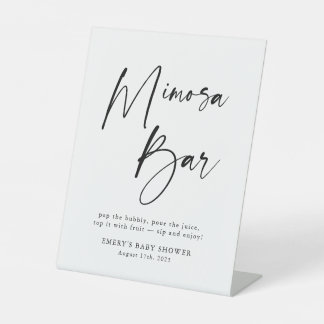 Het moderne Baby shower Mimosa Bar Sign Reclamebord Met Voetstuk