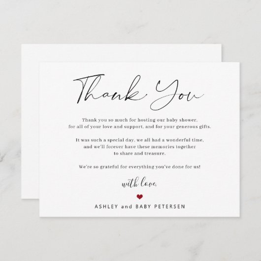 Het moderne baby shower van het typografische manu bedankkaart (Voorkant / Achterkant)