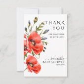 Het moderne Baby shower voor papaver met wilde blo Bedankkaart (Voorkant)