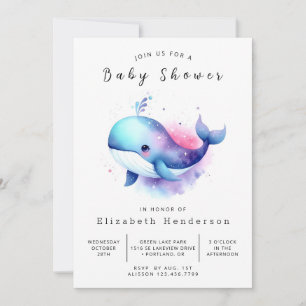 Het moderne bedrukbare walvis Baby shower Kaart