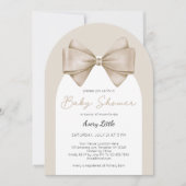 Het moderne Beige Bow Boho Baby shower Kaart (Voorkant)