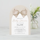 Het moderne Beige Bow Boho Baby shower Kaart (Staand voorkant)