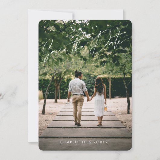 Het moderne Berichten van de Foto van het Manuscri Save The Date (Voorkant)