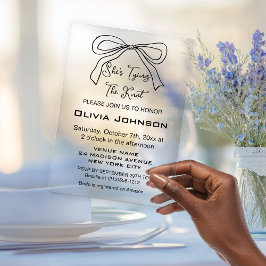 Het moderne binden van de Knot Black Bow Vrijgezel Acryl Uitnodigingen