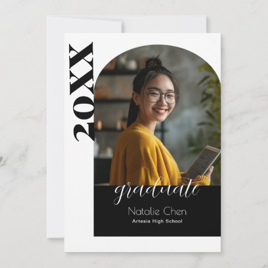 Het moderne Black Arch Photo Afstuderen Kaart (Voorkant)