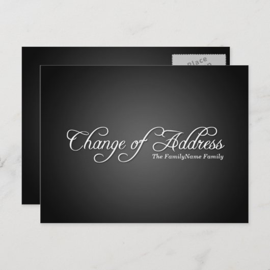 Het moderne Black Change of Address Briefkaart (Voorkant / Achterkant)