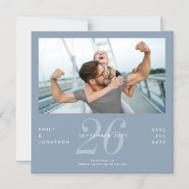 Het moderne Blauwe Aantal van de Foto sparen de Da Magnetische Uitnodiging