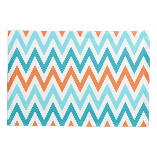 Het moderne Blauwe Patroon Oranje Aqua van de Kussensloop (Achterkant)