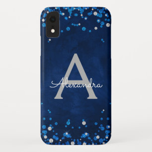 Het moderne Blauwe Zilver schittert het Monogram Case-Mate iPhone Case