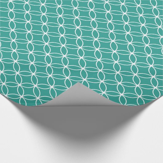 Het moderne Blauwgroen en witte cirkelvormige diam Cadeaupapier (Hoek)