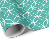 Het moderne Blauwgroen en witte cirkelvormige diam Cadeaupapier (Rol Hoek)