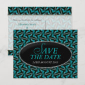 Het moderne Blauwgroen Zwarte Patroon sparen het B Aankondigingskaart (Voorkant / Achterkant)