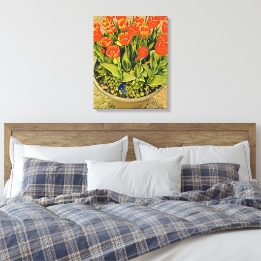 Het moderne bloemenfestival Tulps Canvas Afdruk (Insitu (Slaapkamer))