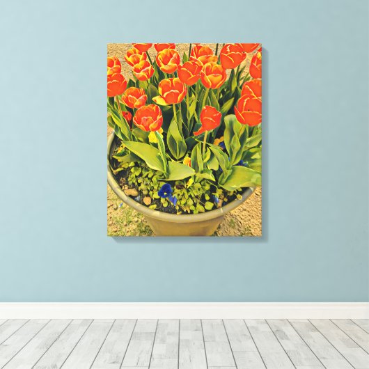 Het moderne bloemenfestival Tulps Canvas Afdruk (Insitu (Houten vloer))