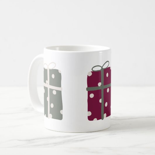 Het moderne Boho Christmas Polka Dot Cadeau Koffiemok (Voorkant links)