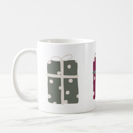 Het moderne Boho Christmas Polka Dot Cadeau Koffiemok (Links)