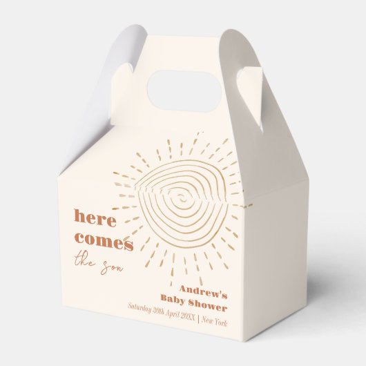 Het moderne Boho hier komt het Son Baby shower Bedankdoosjes (Achterkant)