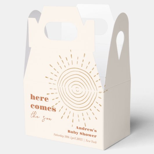 Het moderne Boho hier komt het Son Baby shower Bedankdoosjes (Geopend)