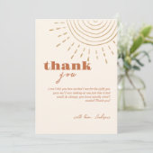 Het moderne Boho hier komt het Son Baby shower Bedankkaart (Staand voorkant)