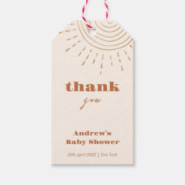 Het moderne Boho hier komt het Son Baby shower Cadeaulabel