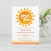 Het moderne Boho hier komt het Son Baby shower Kaart (Staand voorkant)