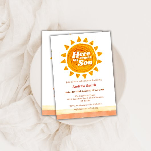 Het moderne Boho hier komt het Son Baby shower Kaart