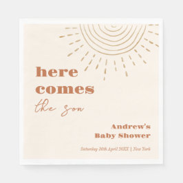 Het moderne Boho hier komt het Son Baby shower Servet