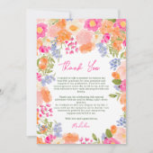 Het moderne Boho Peach en Pink Floral Afstuderen Bedankkaart (Voorkant)