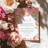 Het moderne Boho Peach en Pink Floral Afstuderen Bedankkaart