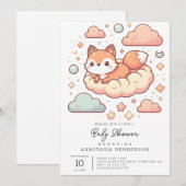 Het moderne Bossen Fox Baby shower Kaart (Voorkant / Achterkant)