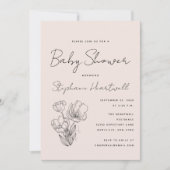 Het moderne Botanical Line Art Blush Baby shower Kaart (Voorkant)