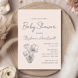 Het moderne Botanical Line Art Blush Baby shower Kaart