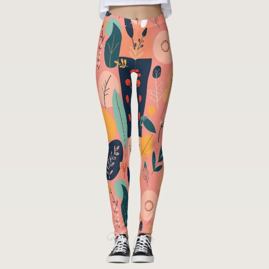 Het moderne botanische Abstracte patroon Leggings (Voorkant)
