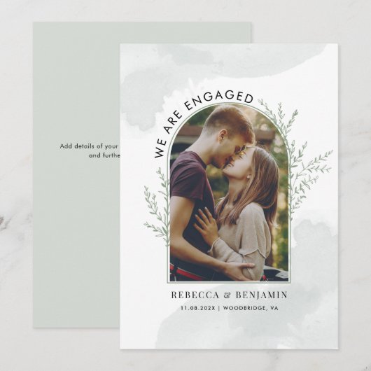 Het moderne Botanische Verloving Aankondiging (Voorkant / Achterkant)