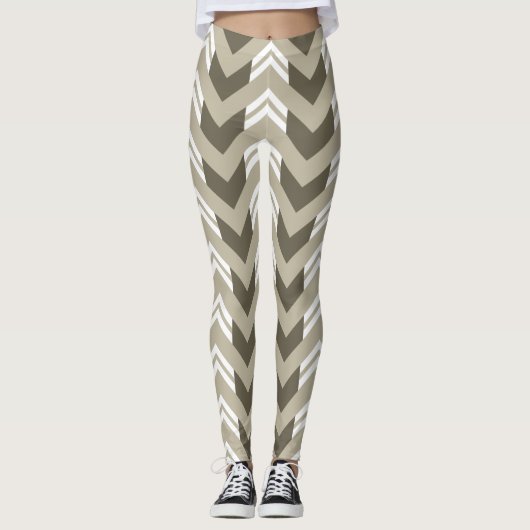 Het moderne Bruine, Beige, Witte Patroon van de Leggings (Voorkant)