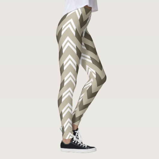 Het moderne Bruine, Beige, Witte Patroon van de Leggings (Rechts)
