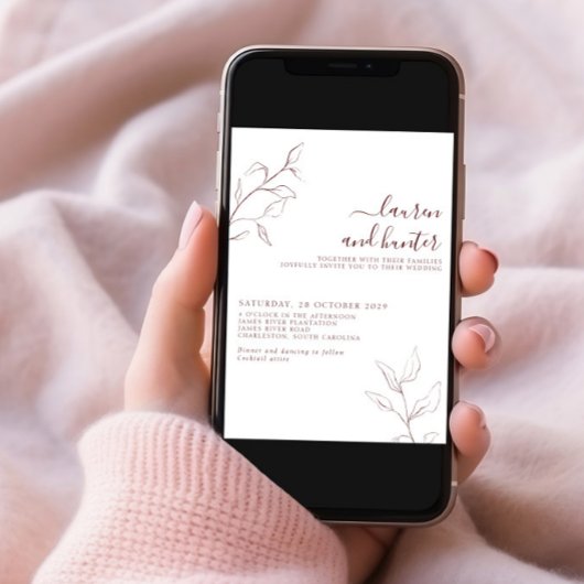 Het moderne Burgundy Script Botanical Photo Weddin Kaart