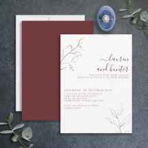 Het moderne Burgundy Script Botanical Wedding