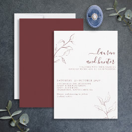 Het moderne Burgundy Script Botanical Wedding Kaart