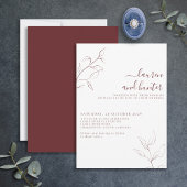 Het moderne Burgundy Script Botanical Wedding Kaart