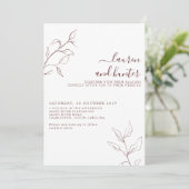 Het moderne Burgundy Script Botanical Wedding Kaart (Staand voorkant)