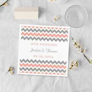 Het moderne Chevron Wedding Collectie Roze en grij Servet