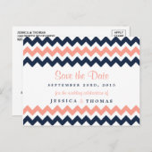 Het moderne Chevron Wedding Collectie - Roze en ma Aankondigingskaart (Voorkant / Achterkant)