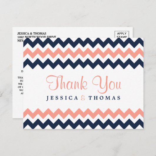 Het moderne Chevron Wedding Collectie - Roze en ma Briefkaart (Voorkant / Achterkant)