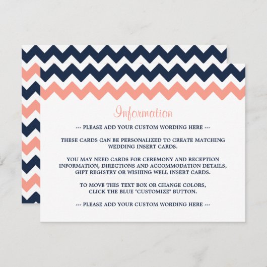 Het moderne Chevron Wedding Collectie - Roze en ma Informatiekaartje (Voorkant / Achterkant)